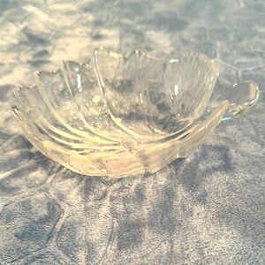 Vintage Swedish Orrefors Glass Leaf Bowl